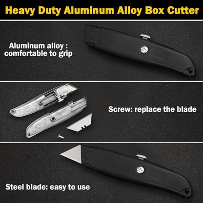 Reginary 30 Pcs Box Cutters Bulk, Utility Knives, Black