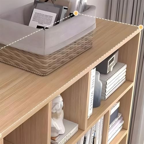 Closed Back Cabinet Wood Standard 9.5'' Wide Bookcase Bookshelf Storage Rack Multi-layered Storage Shelf Cabinet Display Unit Integrated Against the Wall Natural/White 55.1"L x 9.4"W x 70.9"H