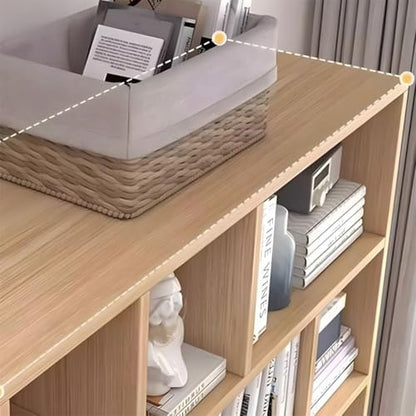 Closed Back Cabinet Wood Standard 9.5'' Wide Bookcase Bookshelf Storage Rack Multi-layered Storage Shelf Cabinet Display Unit Integrated Against the Wall Natural/White 55.1"L x 9.4"W x 70.9"H