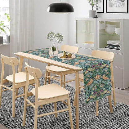 William Morris Floral Table Runner, Vintage Green Flowers Botanical Printed Table Runner for Home Kitchen Dining Table Decoration,13x70 Inch