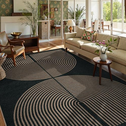 Lahome Modern Rainbow Easy Jute Rug, Washable Rugs 8x10 for Living Room