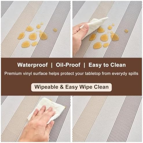 LIBERECOO Heavy Duty Vinyl Tablecloth with Flannel Backing Waterproof Oil-Proof Plastic Table Cloth Stain-Resistant Wipeable Rectangle or Square Table Cover for Indoor and Outdoor 60 x 84 Inch