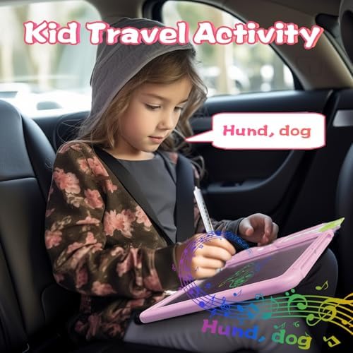 Writing Drawing Tablet with Talking German Flash Cards - Pink