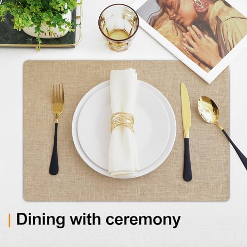 Homaxy Cloths Placemats for Dining Table Set of 4, 13" x 19", Flaxen