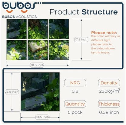 BUBOS 6 Pcs Art Acoustic Wall Panel,70.8”x47.2”Self Adhesive for Home Decor