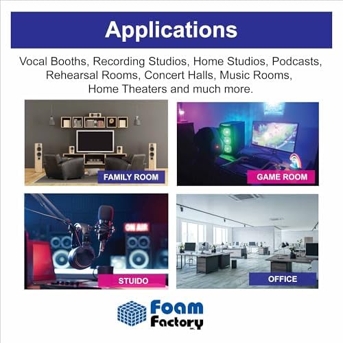 Foam Factory Inc 24 Pack Color Acoustic Foam Panel Studio Soundproofing Wedge Wall Tiles 12” X 12” X 2” (Yellow)