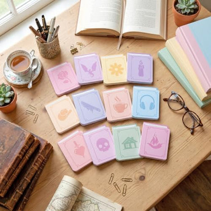 Laffact Books Shaped Sticky Notes Bulk, 24Pcs Book Lover Bookish Gifts