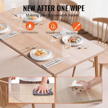 VEVOR Plastic Table Cover, 40 x 60 Inch 2.0 mm Thick Clear PVC Table Protector, Rectangle Desk Mat, Waterproof & Easy Cleaning Tablecloth, for Office, Dresser, Dining Room, Night Stand