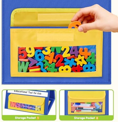 EAMAY Magnetic Desktop Tabletop Stands Pocket Chart Foldable Small Dry Erase Board Classroom Tool for Kids Education (12W*15L, Magnetic)