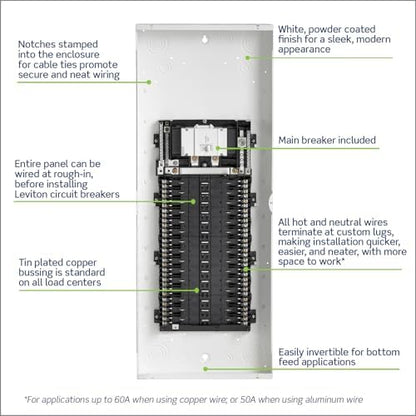 Leviton 30 Space, 30 Circuit Indoor Load Center with 100 Amp Main Circuit Breaker, LP310-BPD