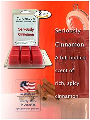 Seriously Cinnamon Strongly Scented Hand Poured Vegan Wax Melts, 12 Scented Wax Cubes, 6.4 Ounces in 2 x 6-Packs