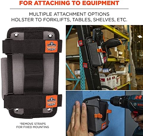 Ergodyne Squids 5543 Barcode Scanner Holder Equipment Mount for Gun Grip Mobile Computers, Handheld Bar Code Scanners, Fastener Straps to Attach to Forklift Gray Small