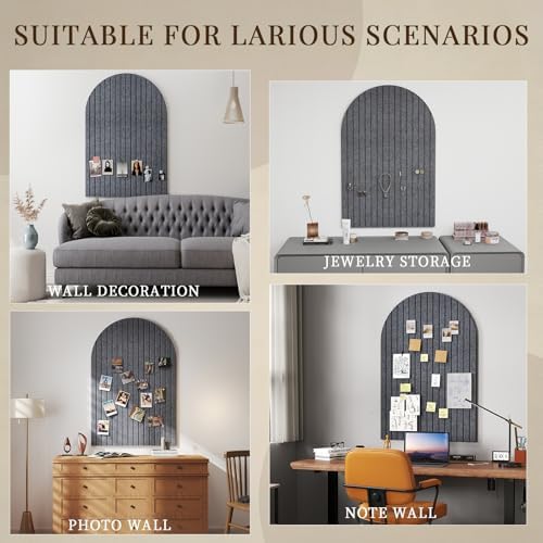 JBER Arched Cork Board Alternative 36" x 24", 6 Pack, Dark Gray