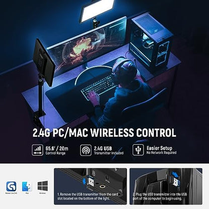 NEEWER 25W 12.9" Streaming Key Light with Desk Stand/2.4G Remote, GL25B