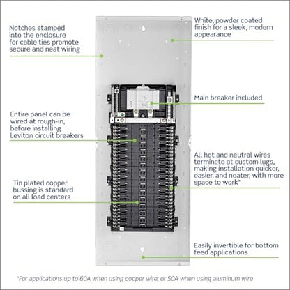 Leviton 30 Space, 30 Circuit Indoor Load Center with 200 Amp Main Circuit Breaker, LP320-BPD