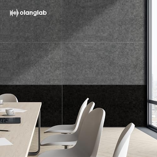 Olanglab Acoustic Wall Panels, 10 Pack, 48" x 24", Plain Black