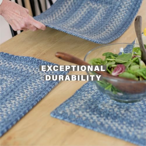 Homespice Denim Braided Placemats for Coastal Decor, Oval 13x19 Set of 6