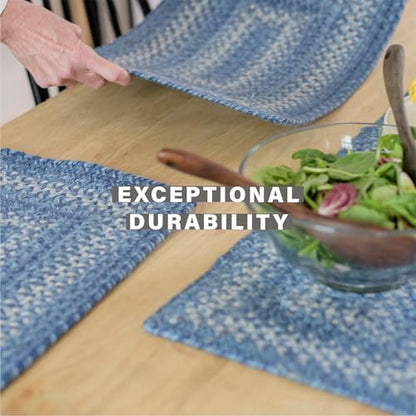 Homespice Denim Braided Placemats for Coastal Decor, Oval 13x19 Set of 6