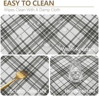 DWCN Checkered Tablecloth, 60 x 102 Inch, Rectangular, Grey and White