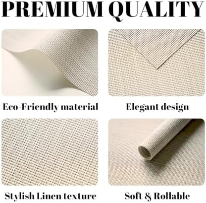 Placemats Set of 4 Vinyl/Plastic Woven Place Mats for Kitchen Table Indoor/Outdoor Washable Placemat Wipeable Dining Table Mats (Beige,4)