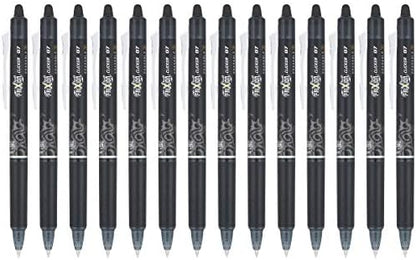 Pilot FriXion Clicker Erasable Gel Pens, Fine Point (0.7mm), Black Ink, 14-Pack - Refillable, Smooth Writing Pens for School, Journaling, and Office Use