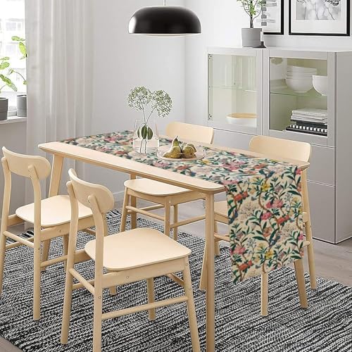 William Morris Vintage Floral Table Runner, Birds Butterflies and Bees Botanical Flower Original Design Print Table Runner for Home Party Dining Room Kitchen Decor 13x120 Inch