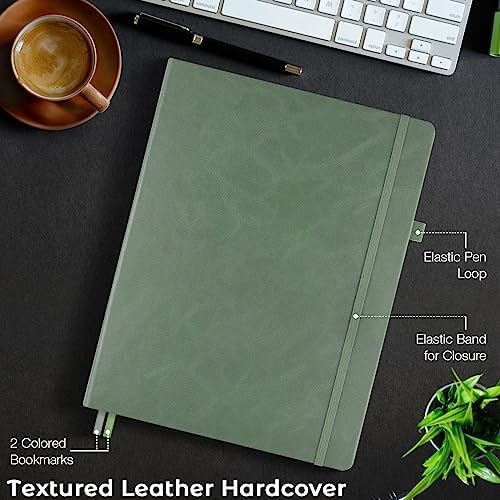 Dotted Journal, 8.5" x 11" Hardcover Leather Notebook, No Bleed Thick Paper
