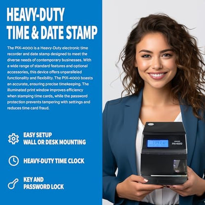 AMANO Heavy-Duty economical, and Fully Automatic Electronic time and Date Stamping Machine (PIX-4000)