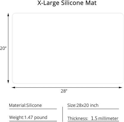 Gartful Silicone Mats for Countertop - Thicker, 28" by 20" Extra Large Multipurpose Mat, Counter Table Protector, Desk Saver Pad, Placemat Nonstick Nonskid Heat-Resistant Pad, Translucent