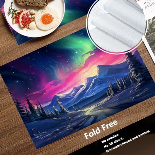 Batmerry Vintage Christmas Linen Placemats Set of 8, Cozy Fireplace Scene Washable Table Mats for Kitchen Table Thickened Heat Insulation Dining Set Indoor Outdoor 12X18 in