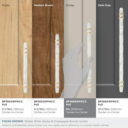 Amerock 8" Carrione Marble White/Champagne Bronze Drawer Pull