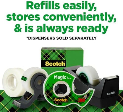 Scotch Magic Tape, Invisible, Home Office Supplies and Back to School Supplies for College and Classrooms, 3 Rolls, Clear (Pack of 5)