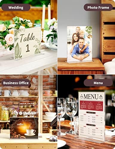 NIUBEE 3 Pack Acrylic Sign Holder 8.5 x 11 - T Shape Double Sided Table Top Display Stand, Portrait Upright Photo Picture Frame Wedding Menu Ad Holder