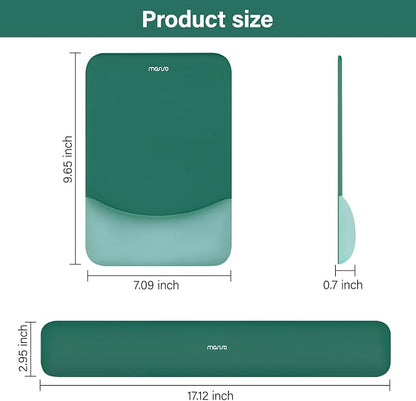 MOSISO Wrist Rest Support Mouse Pad & Keyboard Set, Peacock Green | Rectangular Ergonomic Mousepad, Non-Slip Base, Home/Office Pain Relief & Easy Typing, Neoprene Cloth & Raised Silicone Lining