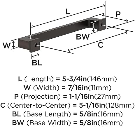 Amerock 10BX37032ORB | Oil Rubbed Bronze Cabinet Pull | 5-1/16 inch (128mm) Center-to-Center | 10 Pack | Bridgeport | Furniture Hardware