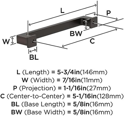Amerock 10BX37032ORB | Oil Rubbed Bronze Cabinet Pull | 5-1/16 inch (128mm) Center-to-Center | 30 Pack | Bridgeport | Furniture Hardware