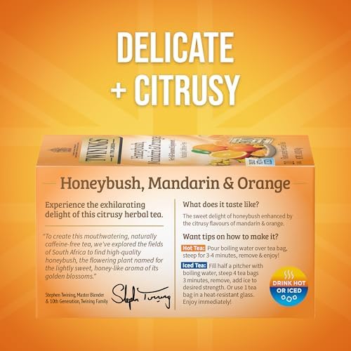 Twinings Honeybush, Mandarin & Orange Herbal Tea Bags, 20 CT Box (1 Pack)
