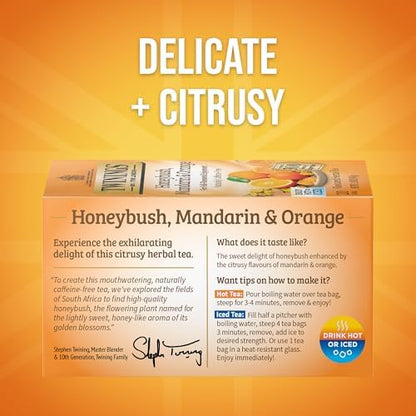 Twinings Honeybush, Mandarin & Orange Herbal Tea Bags, 20 CT Box (1 Pack)