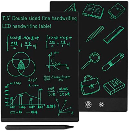 LCD Writing Tablet 2 Sides Screen Erasable Reusable 11.5inch and 10.5inch Electronic Drawing Pads Portable Scratchpad for Kids Adults Home Office (Black)