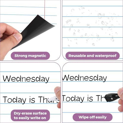 KIKIGOAL 21.5"x17" Magnetic Notebook Paper, Handwriting Lined for Classroom Whiteboard Accessories, Dry Erase Notebook Teaching Aids Homeschool Teaching Supplies