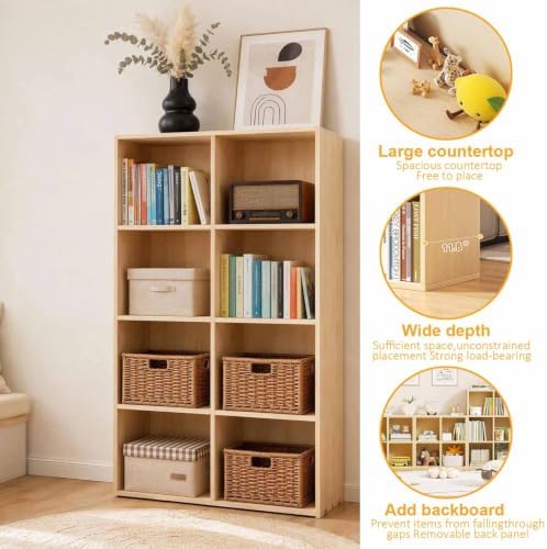 Solid Wood Horizontal Bookshelf,Cubby Storage Organizer,Vertical or Horizontal Bookcase,Hallway TV Stand,for Books, Photo Albums, Plants & Daily Necessities(35.4"-9Cube)