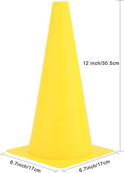 12 Inch Traffic Training Cones, Plastic Safety Parking Cones, Agility Field Marker Cones for Soccer Basketball Football Drills Training, Outdoor Sport Activity & Festive Events - 6 Colors
