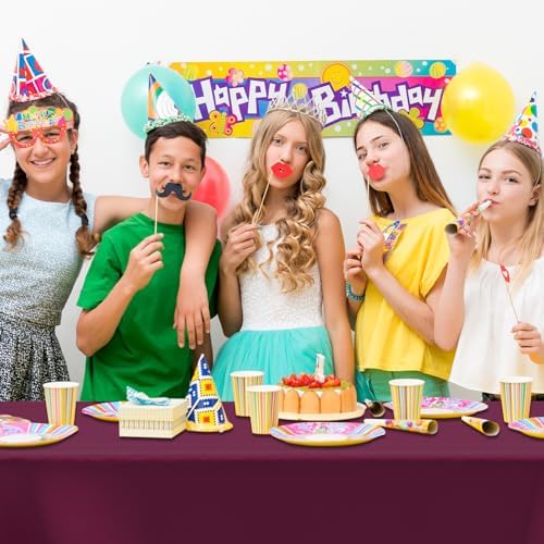 CXPSINC 54 Inch X 100 Feet Plastic Table Cover Roll Disposable Tablecloth with Slide Cutter for All Type/Shape Tables | Party, Banquet, Birthdays, Weddings(Burgundy, 100 Feet)