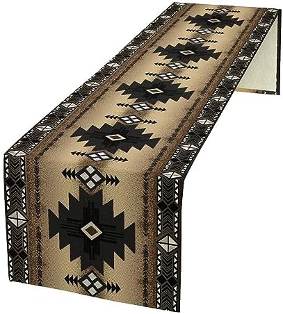 Aztec Southwest Table Runner,Ethnic Style Design Geometric Table Runners Table Setting Decor for Garden Farmhouse Wedding Party Holiday Dinner Home 13x36 Inch