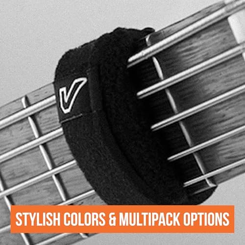 Gruv Gear Fret Wrap & Guitar Mute, Fretwrap for Acoustic, Electric & Bass | String Dampener Recording, Tapping & Practice Accessory (3 Pack, Large Black, Fits 6 String Bass, 8 String Guitar)