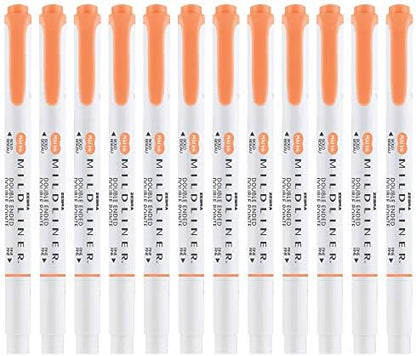 Zebra Pen MILDLINER No Bleed Highlighter, Apricot Color, Dual Tip, 12-Pack