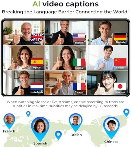 NE20 Earbuds, 2025 New NE20 AI Translation Earbuds in Real Time, Language Translator Headphones with LCD Touch Screen Audifonos Traductores Inglés Español Support 140 Languages for Travel White