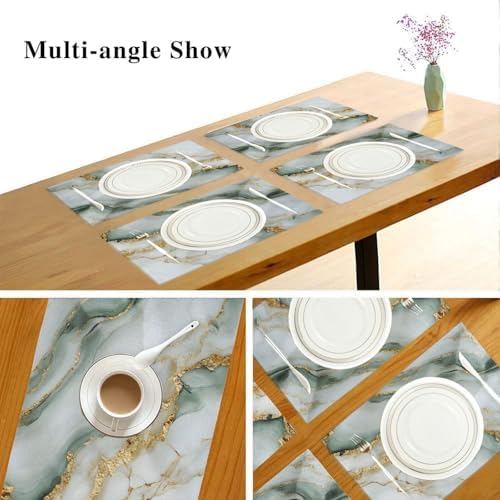 ALAZA White Marble 1 PC Placemats Rectangle Table Mat for Dining Table Restaurant Kitchen Home Decor, 12" x 18"