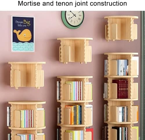 GAMAK Rotating Bookshelf Kids Bookshelf with Storage Small Bookshelf 360 Display 2-4 Tier Floor Standing Bookcase Used in Bedrooms Study Room (Size : Straight Edge, Color : Four)