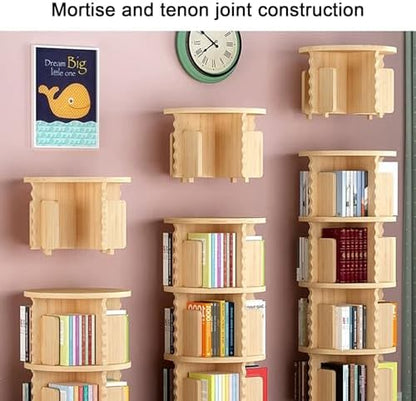 GAMAK Rotating Bookshelf Kids Bookshelf with Storage Small Bookshelf 360 Display 2-4 Tier Floor Standing Bookcase Used in Bedrooms Study Room (Size : Straight Edge, Color : Four)